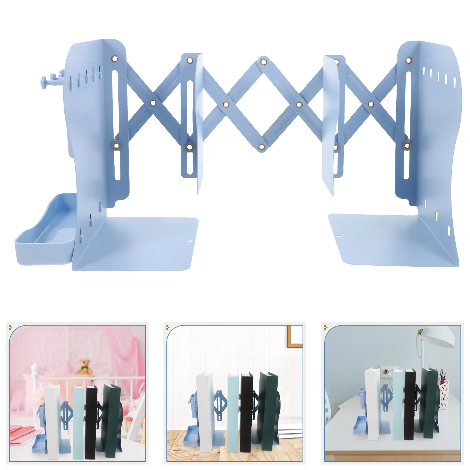 

Book Stand Hook Pen Holder Bookshelf Accessories Bookend Organizer for Desk Desktop Adjustable