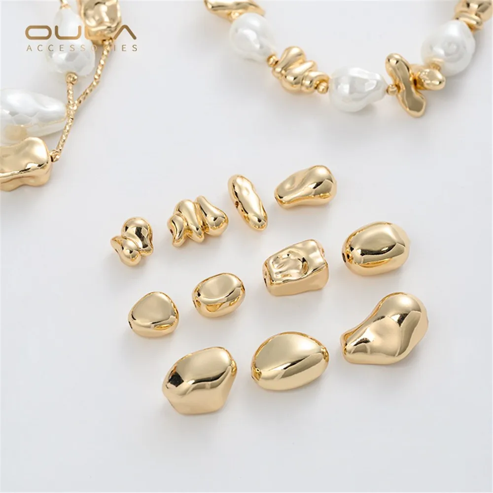 

14K Gold-plated Bead Toothpick Beads, Irregular-shaped Pearls, Baroque-shaped Through-hole Beads, Irregular Stone Beads Diy