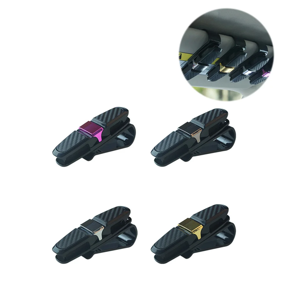 

2Pcs Car Visor Clip Holder 180 Degree Adjustable for Sunglasses and Cards No Obstruct Driver View Rosy Car Visor Glasses Holder