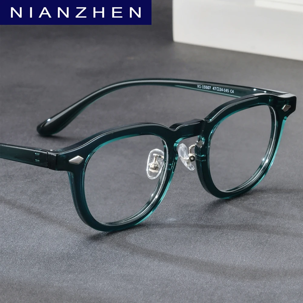 NIANZHEN Acetate Eyeglasses Frame Men New Brand Design Women Glasses Retro Vintage Square Eyewear Japanese Spectacles 5507