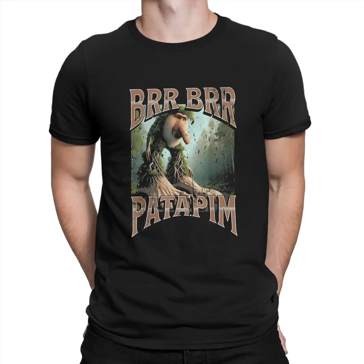 

Polyester TShirt for Men Brain Rot Brr Brr Patapim Meme Italian Brainrot Basic Leisure Tee T Shirt High Quality New Design