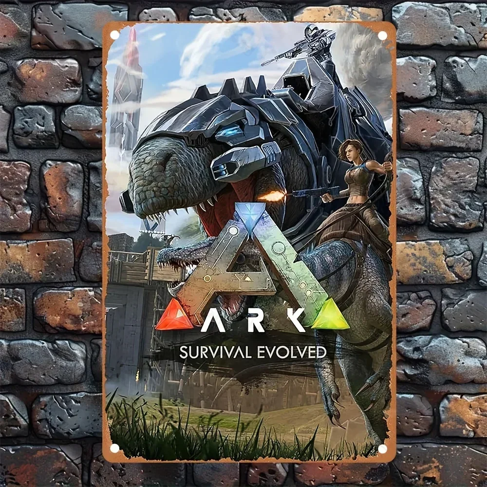 Ark Survival Evolved Retro Metal Sign Durable Wall Art for Home Decor Perfect Gift for Gamers Collectors Fans Gaming Room