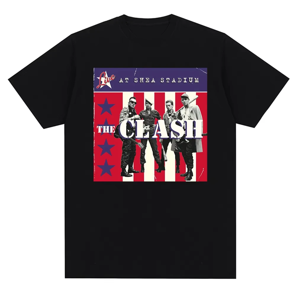 جديد طاقم الرقبة الصدام لندن الدعوة خمر تصميم طباعة الجرافيك تي شيرت الرجال الموسيقى روك باند القطن تيز ملابس للجنسين