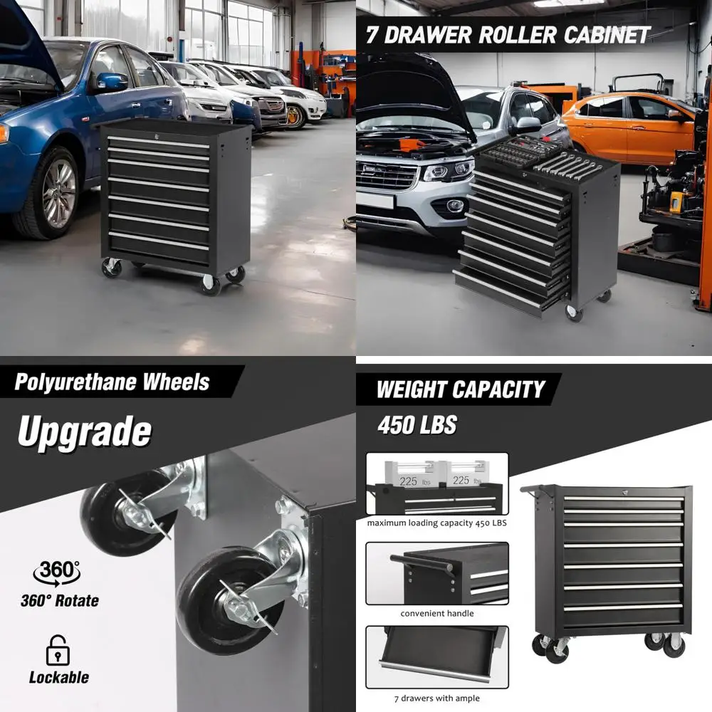 

Комод для мобильных инструментов для механика с 7 ящиками, запираемый шкаф для хранения, большая вместимость, подходит для мастерских и мастерских по ремонту (Bl)