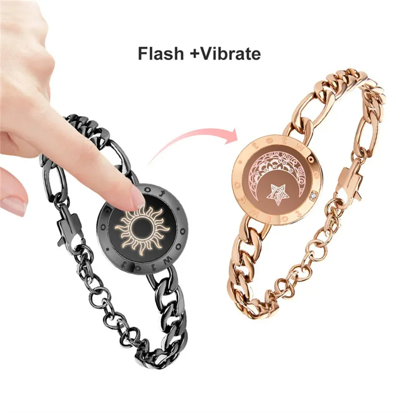 TOTWOO Long Distance Touch Bracelets for Couples ,Light up&Vibration Relationship Gifts for Lovers Smart Jewelry Love Bracelets