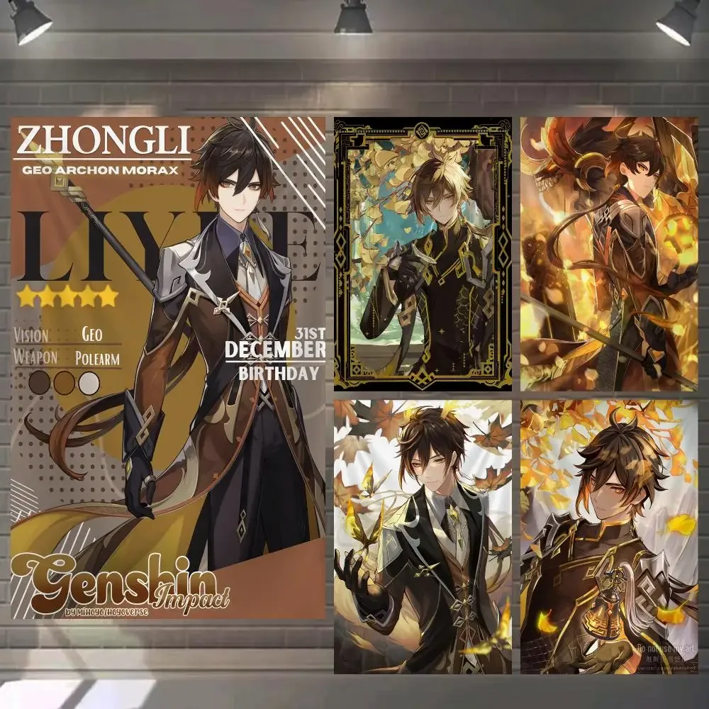 G-Genshin Impact Z-Zhongli Tapestry Microfiber Background Art Decor For Bedroom  Bar Garden Outdoor Festival Wall Deco