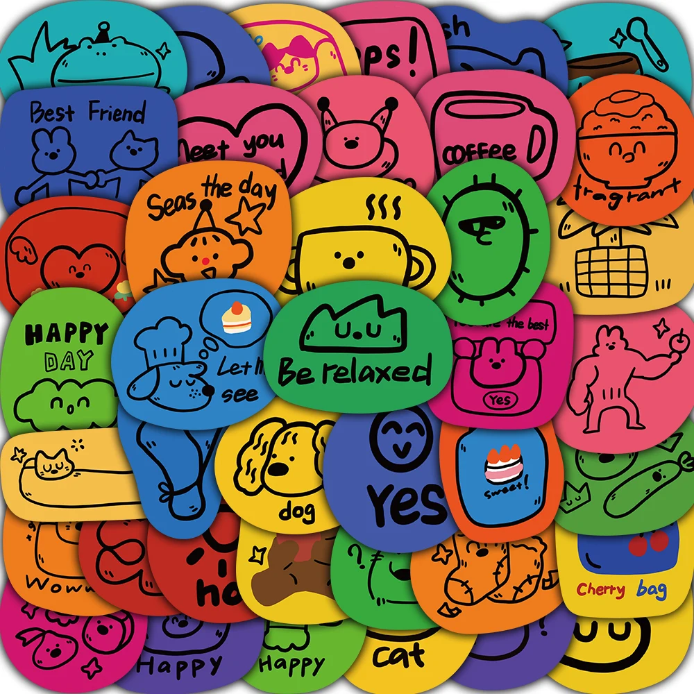 40PCS Colorful Graffiti Sticker Creative Streetwear Supplies Living Room Streetwear Supplies Harajuku Laptop Aesthetic Stickers