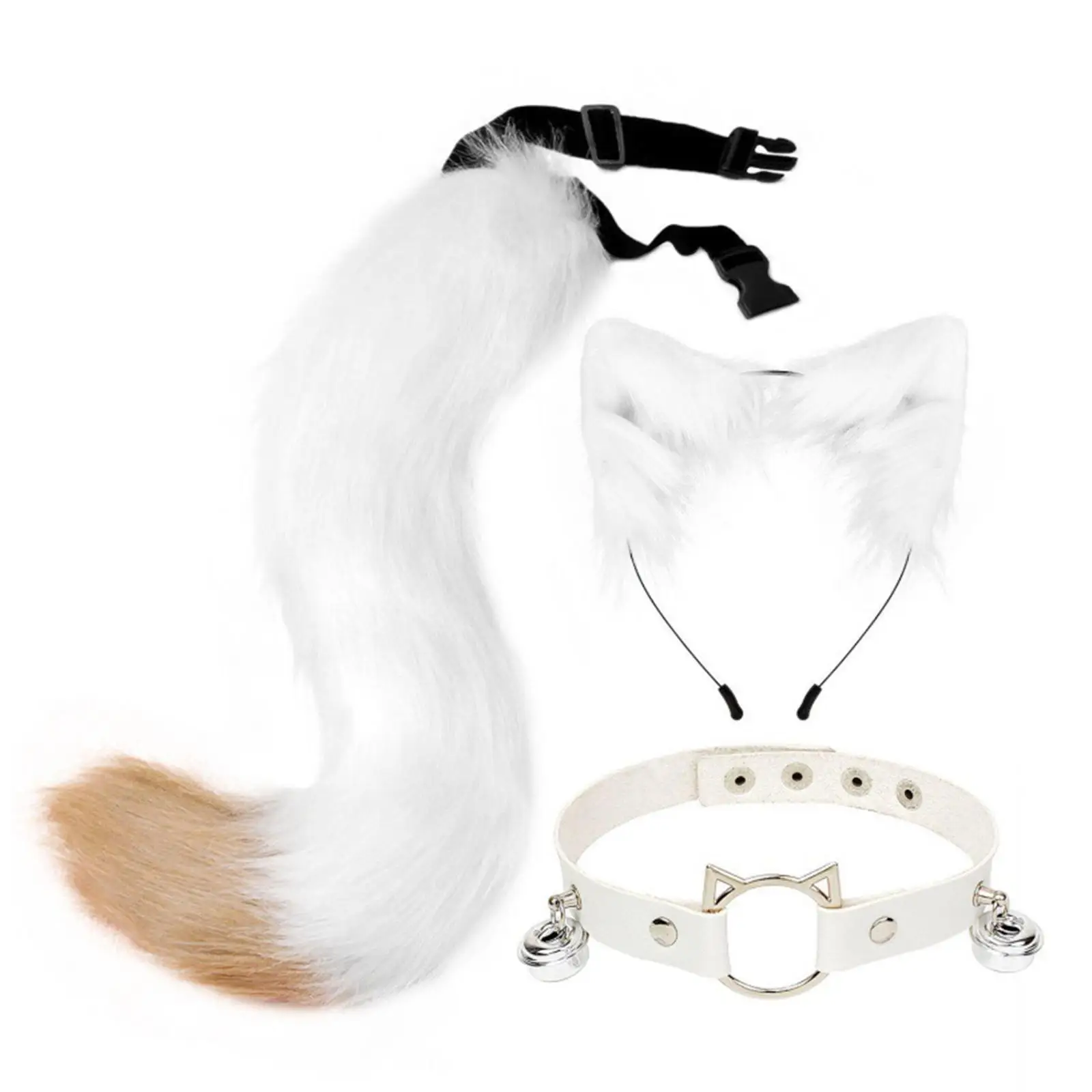 Ears and Tail Set Costume Accessories Gifts Fancy Dress Faux Cat Ear Hair Hoop for Party Performance Masquerade Prom Women Girls