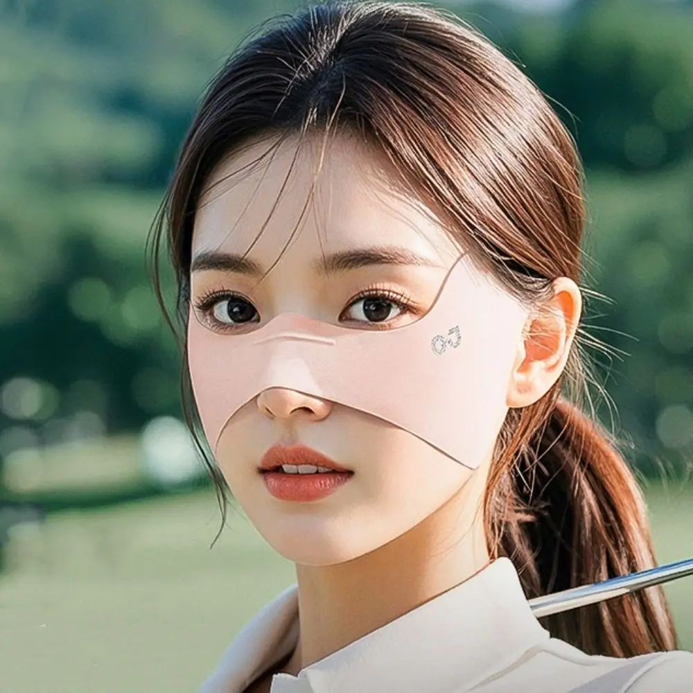 Breathable Elastic Ice Silk Mask UV Protection Sunscreen Veil Sunscreen Eye Patches Solid Color Thin Golf Face Mask Cycling
