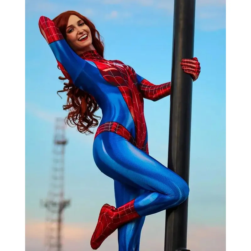 Fantasia de Halloween para Adultos e Crianças, Fantasia Cosplay, Mary Jane, Naomi, Zentai