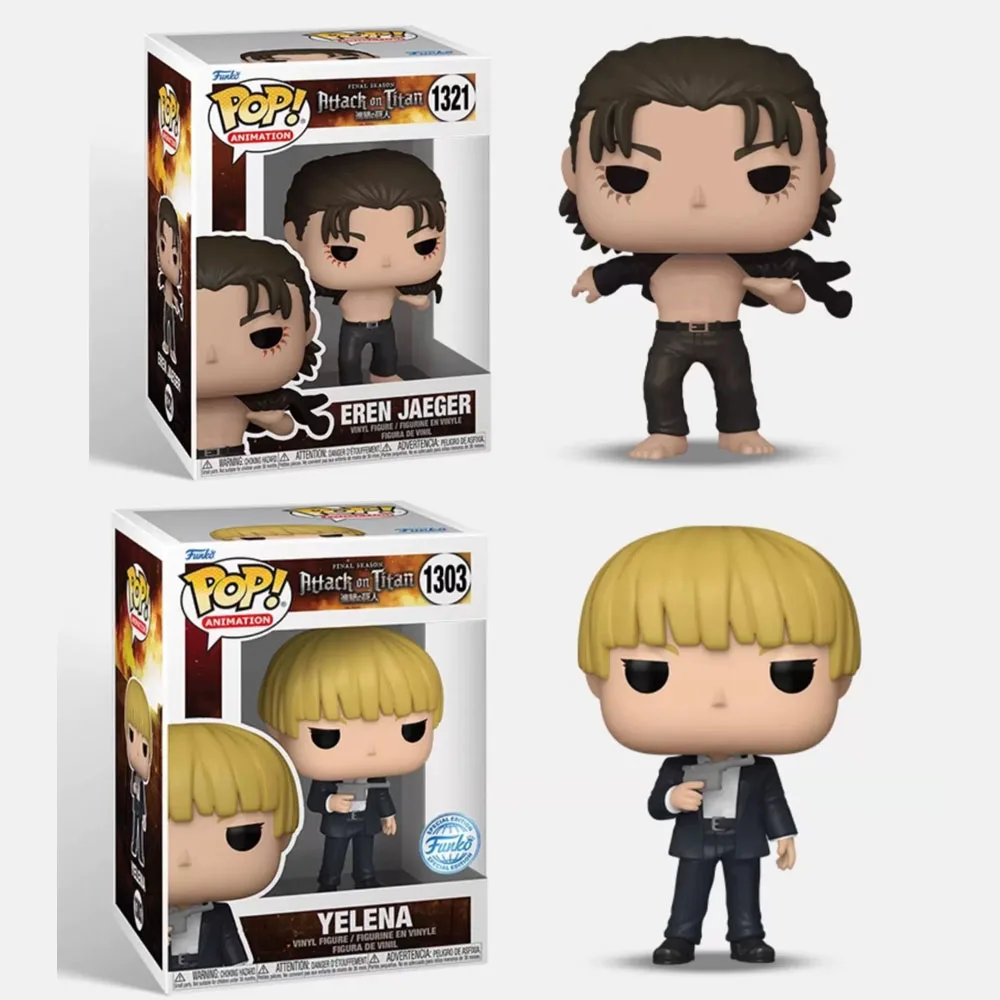 Funko Pop Attack on Titan Yelena #1303 Eren Jaeger #1321 Vinyl Action Figures Dolls Toys Gift for Kids