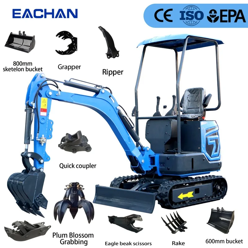 Mini Excavating Machine Diesel EPA CE Euro 5 Hydraulic Crawler 1.2Ton Factory Direct Manufacturer Customizable Supply