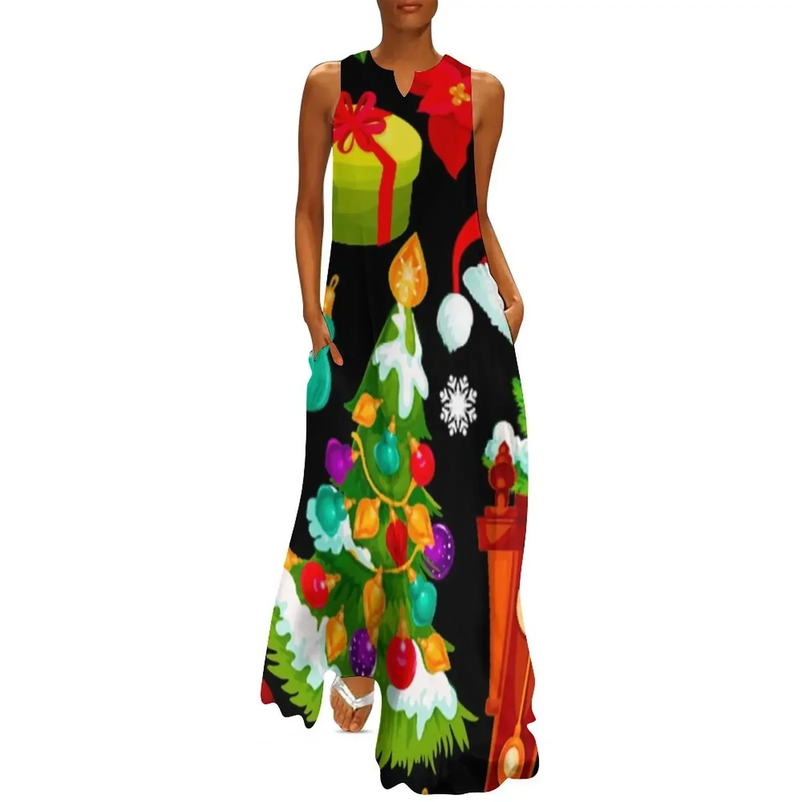 

Christmas Pattern Long Dress women's fashion dresses Woman clothing prom dresses 2025 Dress