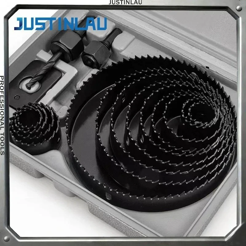 JUSTINLAU 16 Pieces of 19-127mm Woodworking Hole Saw Plastic Box Set Gypsum Board Drilling Tool Cutting Woodworking Drill Bit