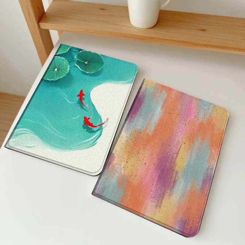 

Cartoon Koi Lotus Water Gift Tablet Case For Apple iPad Air Pro mini 1 2 3 4 5 6 7 8 9 11 M2 M3 M5 M4 5th 6th 7th 10th 11th