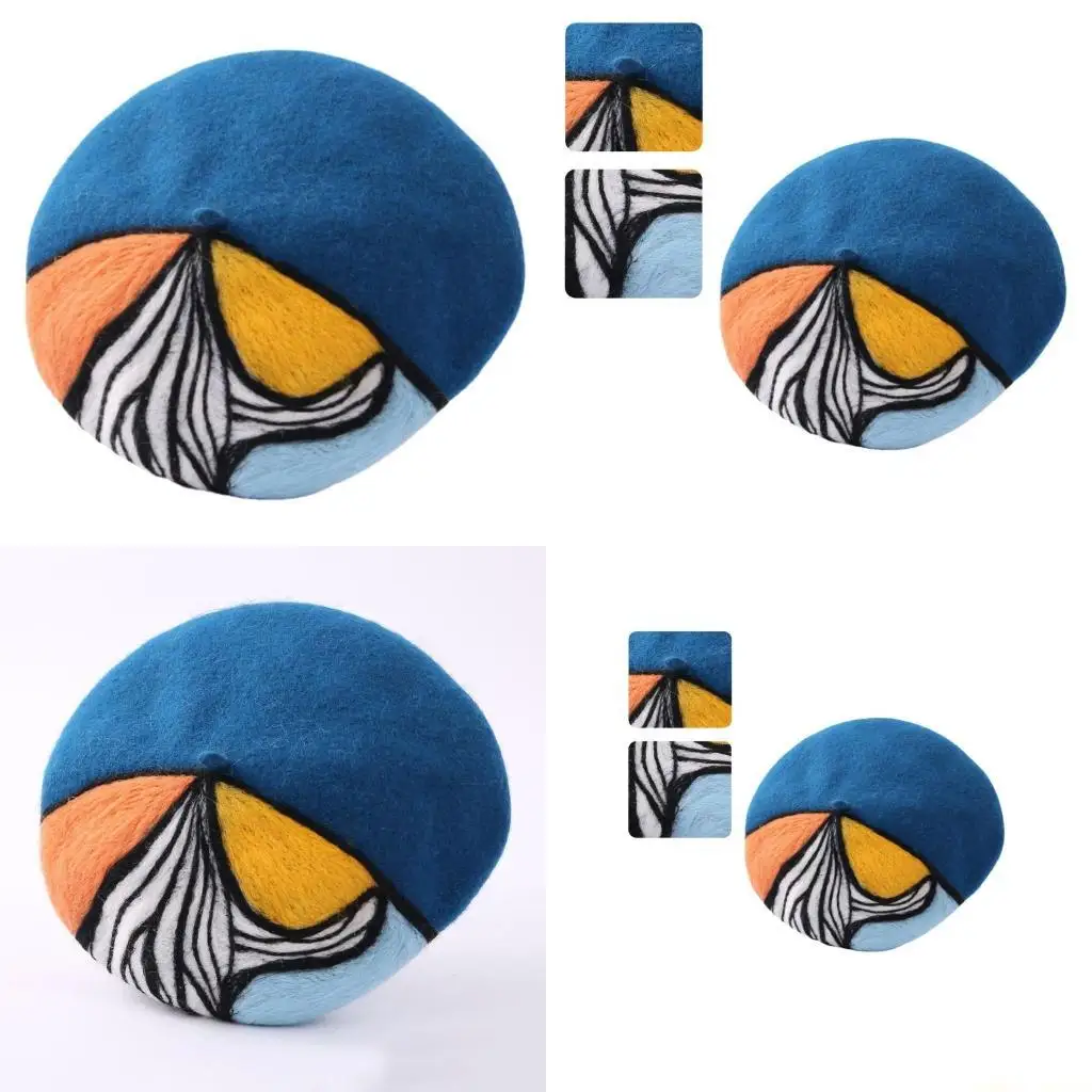 

31BF Береты ярких цветов Кепки газетчика в ярких цветах в стиле масляной живописи