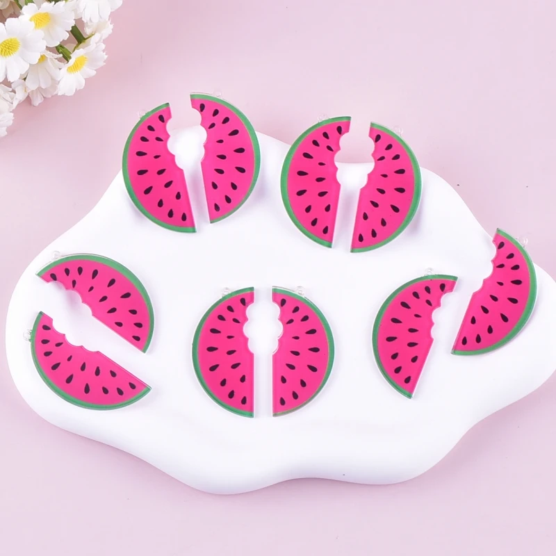 10pcs Left and Right Watermelons Acrylic Charms Pendant for Women DIY Jewelry Making