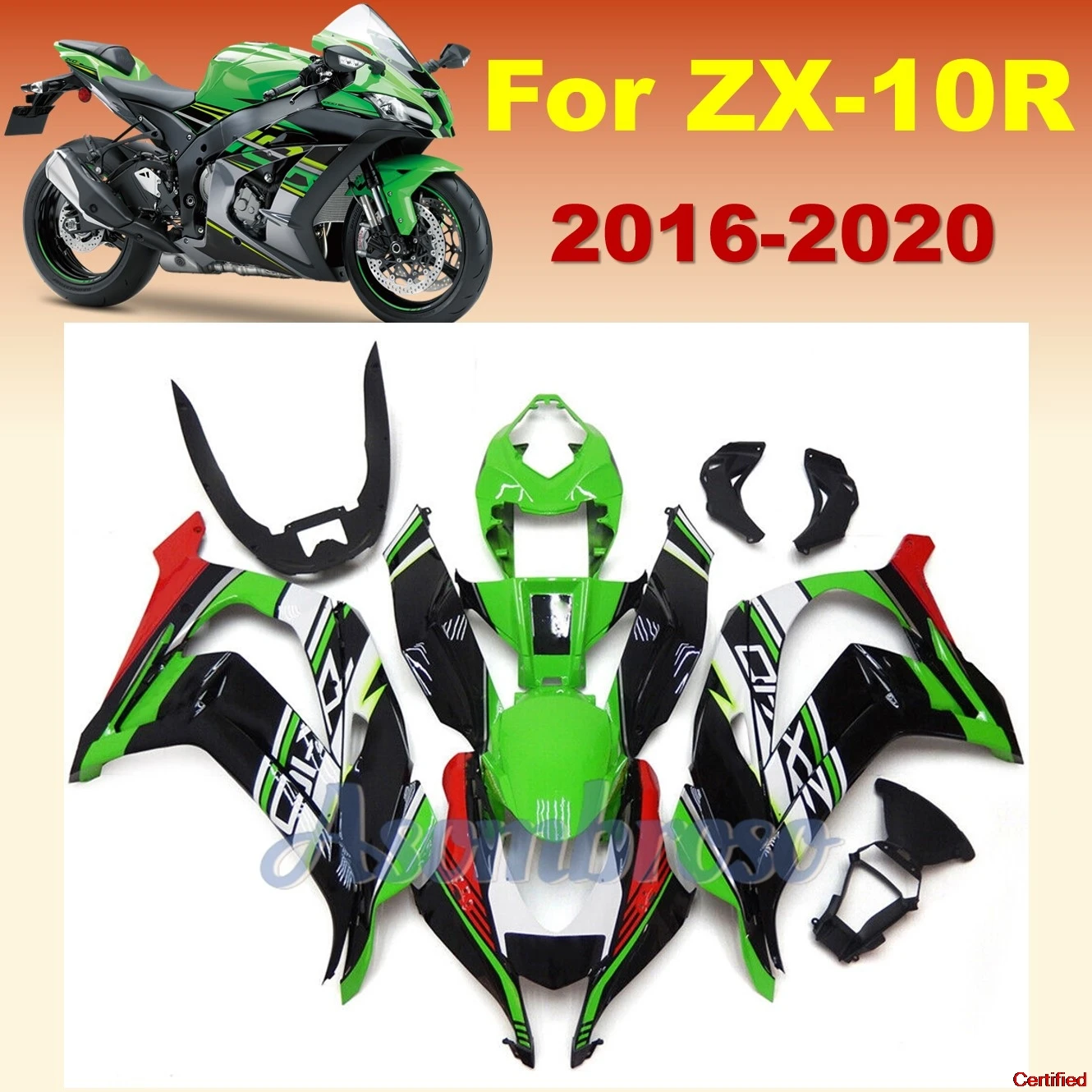 

New ABS Motorcycle Fairing Fit For Ninja ZX10R 2016 2017 2018 2019 2020 ZX 10R ZX-10R Green Black Red Set Custom