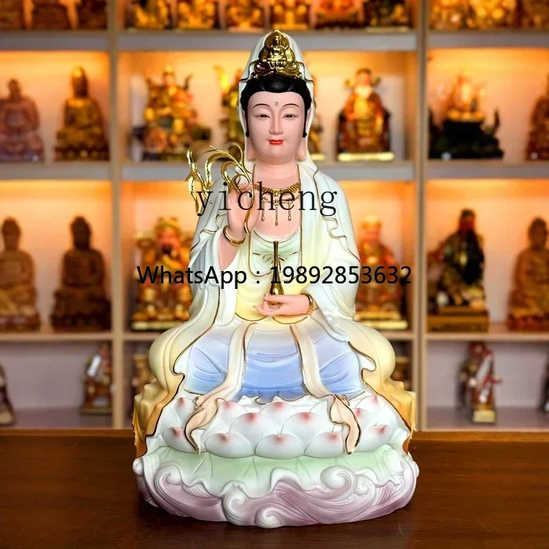 BJ  Guanyin Bodhisattva Ceramic White Jade Guanyin Bodhisattva Home Worship Guanyin Buddha Statue