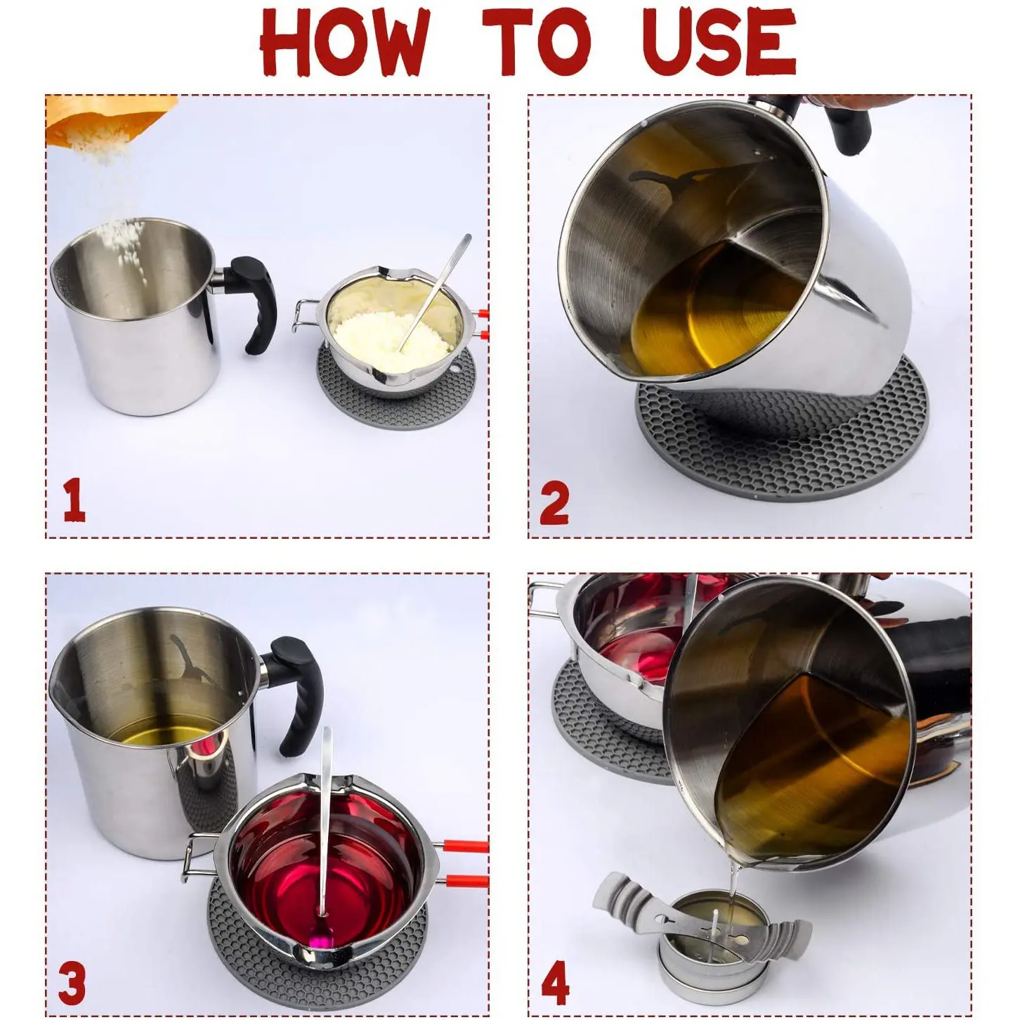 

Набор для заливки свечей RR, котел для плавления воска и котел с термостойкой ручкой и 12 инструментами для изготовления свечей