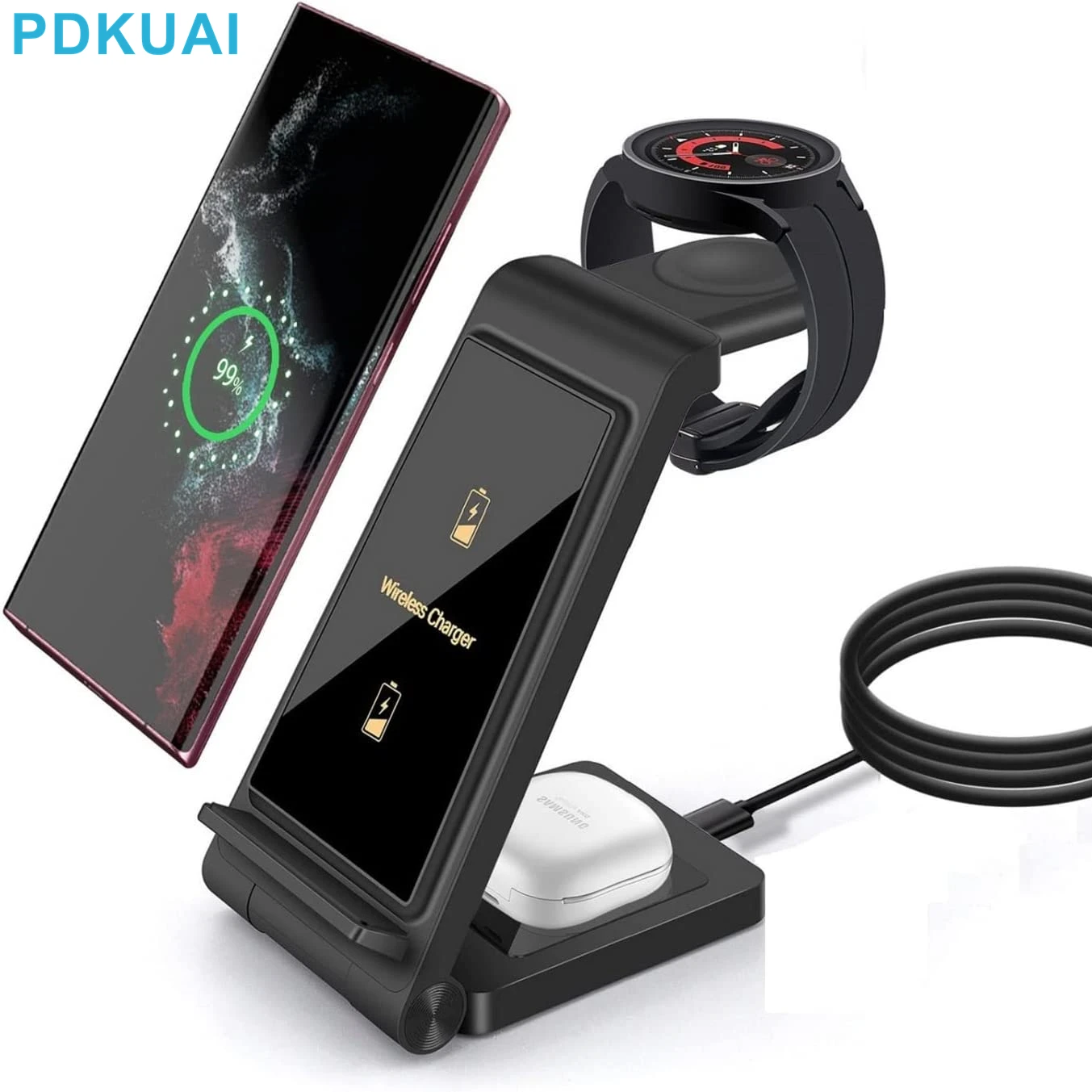 3 in 1 Wireless Charging Station for Samsung S23/S22/S21/S20/ Fast Charger For Galaxy Watch 5 Pro 4 3 Classic Active 2 LTE Buds