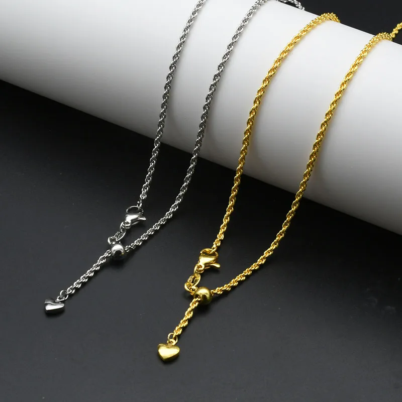 Jewelry Making Findings Nickel Free Gold Plated Copper 2mm Twisted Rope Pendant Universal Chain for DIY Women Necklace