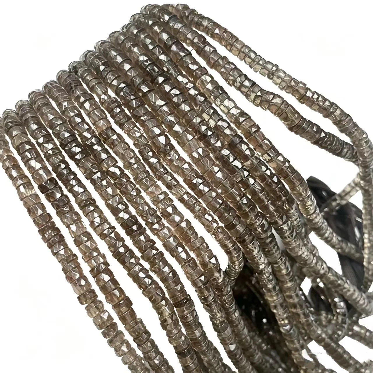 Smoky Quartz Faceted Roundelle Beads 5-6mm 38cm Wholesale for Jewelry Making FPPJ
