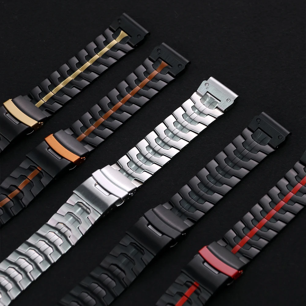 QuickFit 22 مللي متر 26 مللي متر حزام (استيك) ساعة ل Garmin Fenix 8 47 مللي متر 51 مللي متر 7 7X 6 6X 5 5X/Epix Pro/Enduro 3 سوار معدني حزام الفولاذ المقاوم للصدأ
