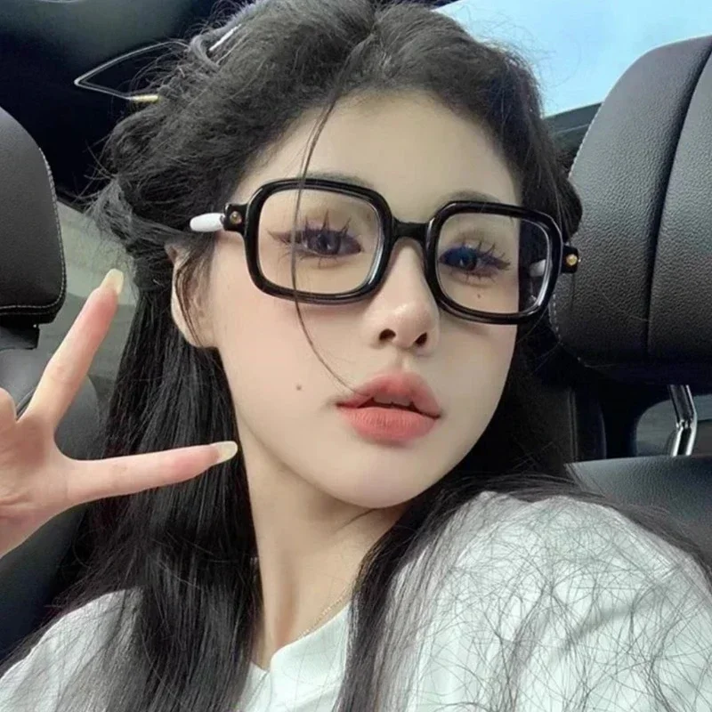 패션 두꺼운 프레임 블루라이트 차단 노안 안경 작은 프레임 사각형 밝은 검정 독서 안경 초경량 안경