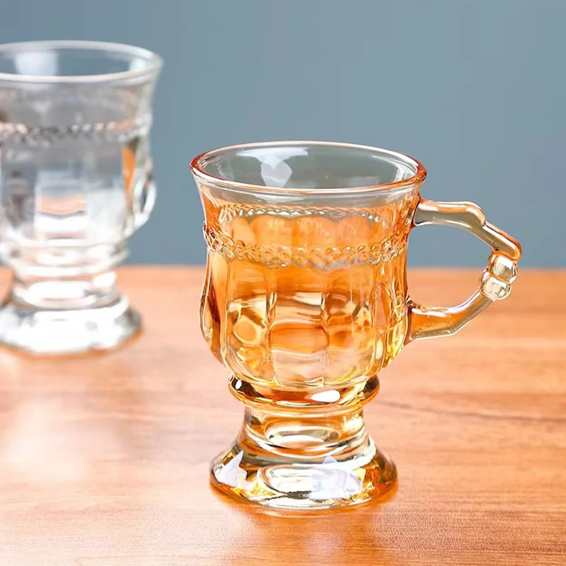 Clear Coffee,Tea Mug/Cup with Convenient Solid Handle,Glass Tea Cups,Warm Cold Beverage Mugs,Premium Glasses,150 ML Drinkware