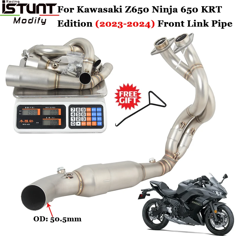 Per Kawasaki Z650 Ninja 650 KRT Edition Ninja650 2023 2024 sistema di fuga di scarico moto Slip On 51mm silenziatore tubo di collegamento anteriore