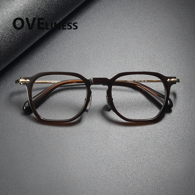 

2026 Acetate Titanium Glasses Frame for Men Retro Vintage square Eyeglasses frames Women Japanese Spectacles Ultralight Eyewear