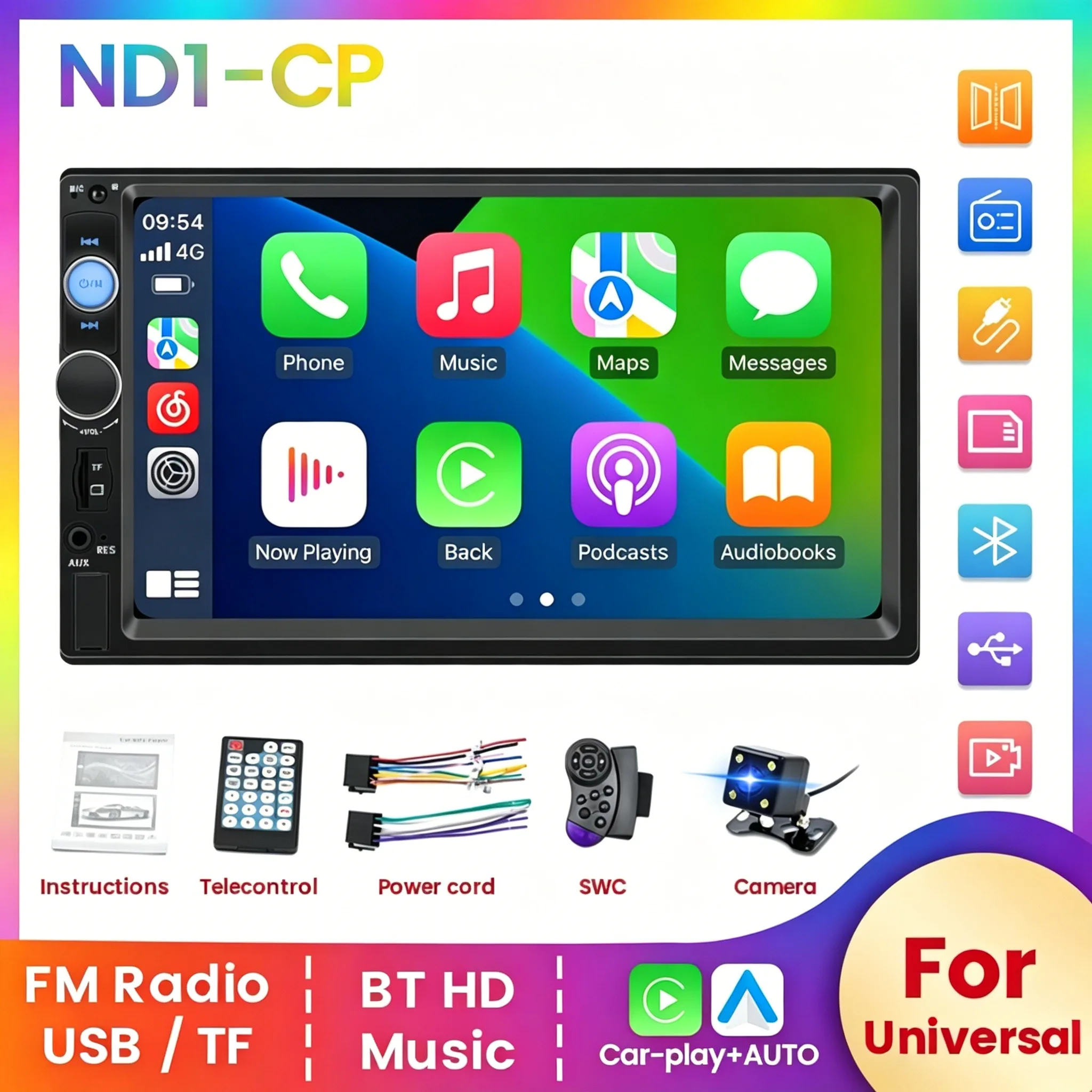 7inch Car Radio 2din HD Touchscreen MP5 Player Support Bluetooth FM ISO Power Mirror Link Carplay Android  Multimedia Player