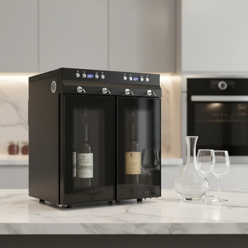 

Винный холодильник на 4 бутылки, коммерческий, из нержавеющей стали, с диспенсером для вина