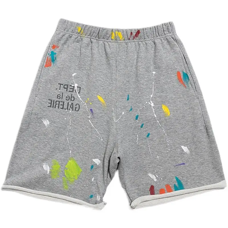 Street Style Graffiti Short Pants Loose Casual Sports Pants Pure Cotton Five-Point Pants Unisex Youth Summer Fashionable