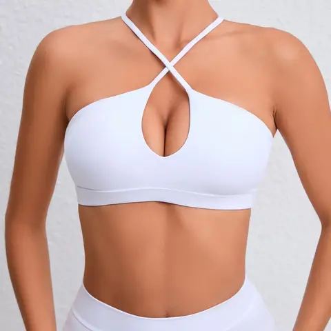 원활한 니트 요가 브래지어 러닝 스포츠 속옷 오픈 백 피트니스 탑 요가 의류 여성 빠른 건조 통기성 피트니스 브래지어