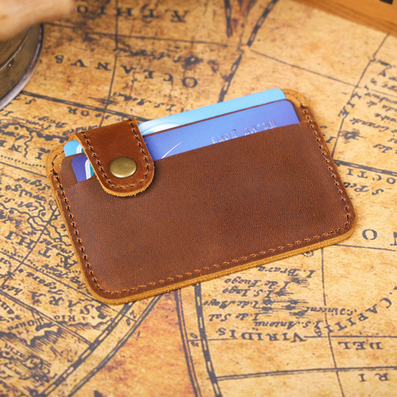 S.WORKER Vintage-Kartenetui aus Vollnarbenleder, Mini-Geldbörse, Retro-Taschenbrieftasche, kleine Tasche für den Alltag – Detail 17