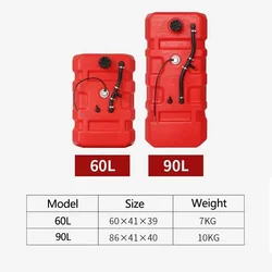 60/90L For Portable Boat Yacht Engine Marine Outboard Fuel Tank Oil Box With Connector Plastic Anti-static Corrosion-resistant