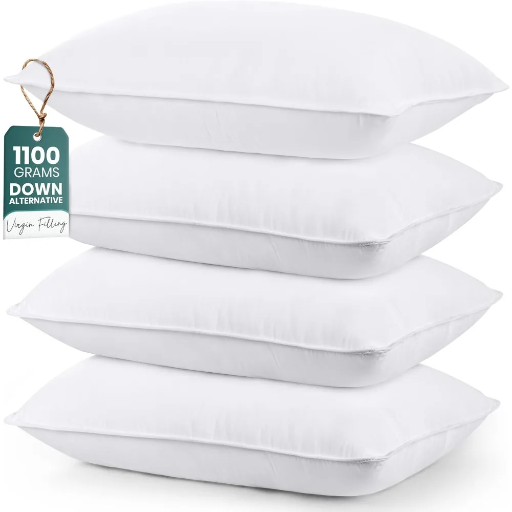 

Bed Pillows for Sleeping (White), Queen Size Set of 4, Hotel Pillow, Cooling Pillows for Side, Back or Stomach