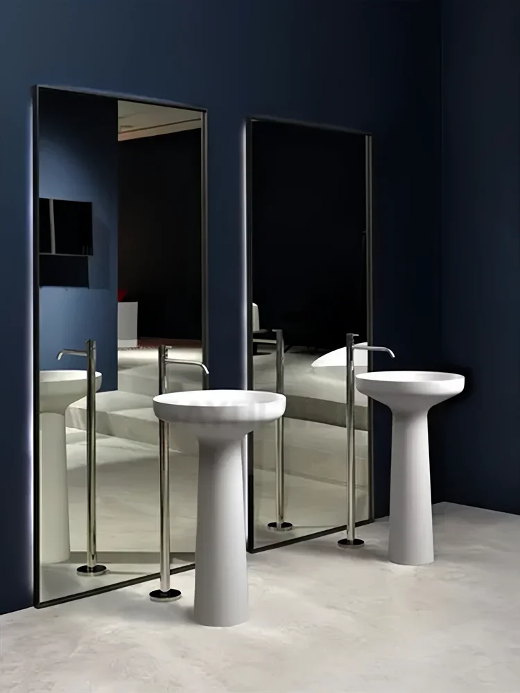 

Light gray artificial stone integrated molding floor-to-ceiling hand washing column basin bathroom villa garden hotel restaurant