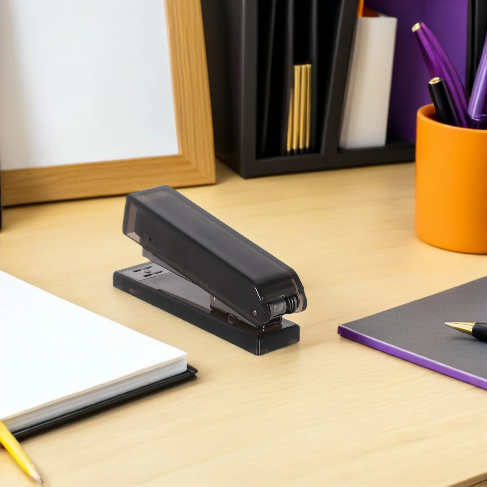 

Stylish Large Capacity Black Acrylic Office Desk Desktop Stapler For Thick Documents Office Supplies Paper Clamps