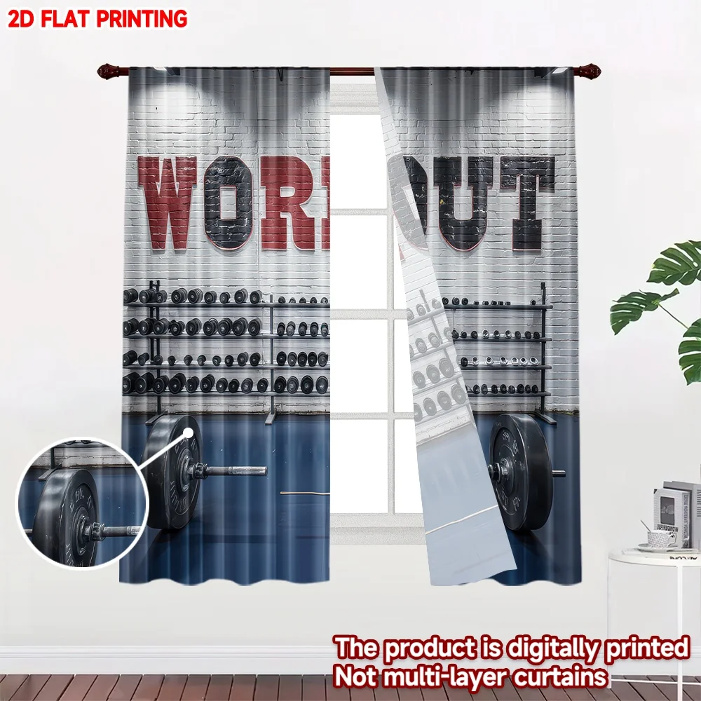 2D flat printing 2pcs Window Drapes Gym Weights and Equipment Digital Printed Polyester Drapes Festive Holiday Use for Photo