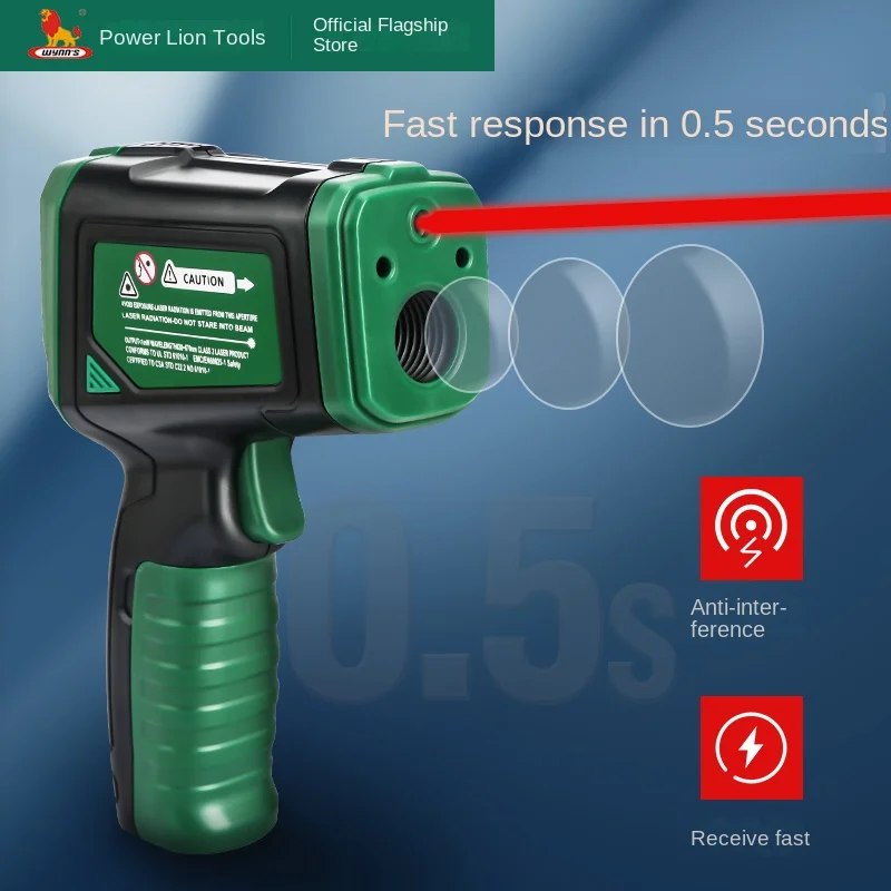 Infrared thermometer for industrial use, high-precision oil temperature gun for baking, water temperature measurement