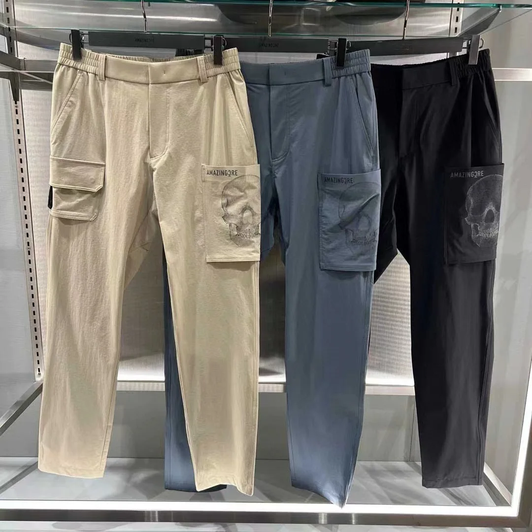 

Men's Spring Golf Outfit Set, Straight-Leg Pants & Short Sleeve T-Shirt, Casual Sportswear