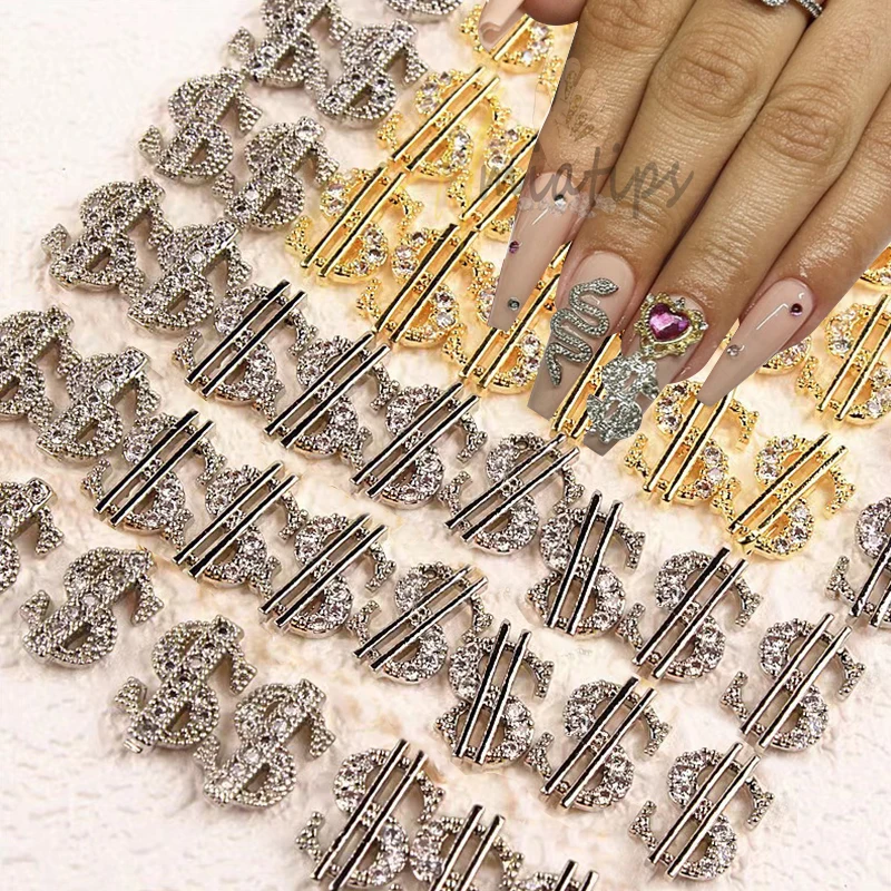 1box 3D Money Cartoon Nail Charms Luxury Dollars Rhinestones Jewelry Diamond Nail Art Manicure Tips Salon Decoration Tool