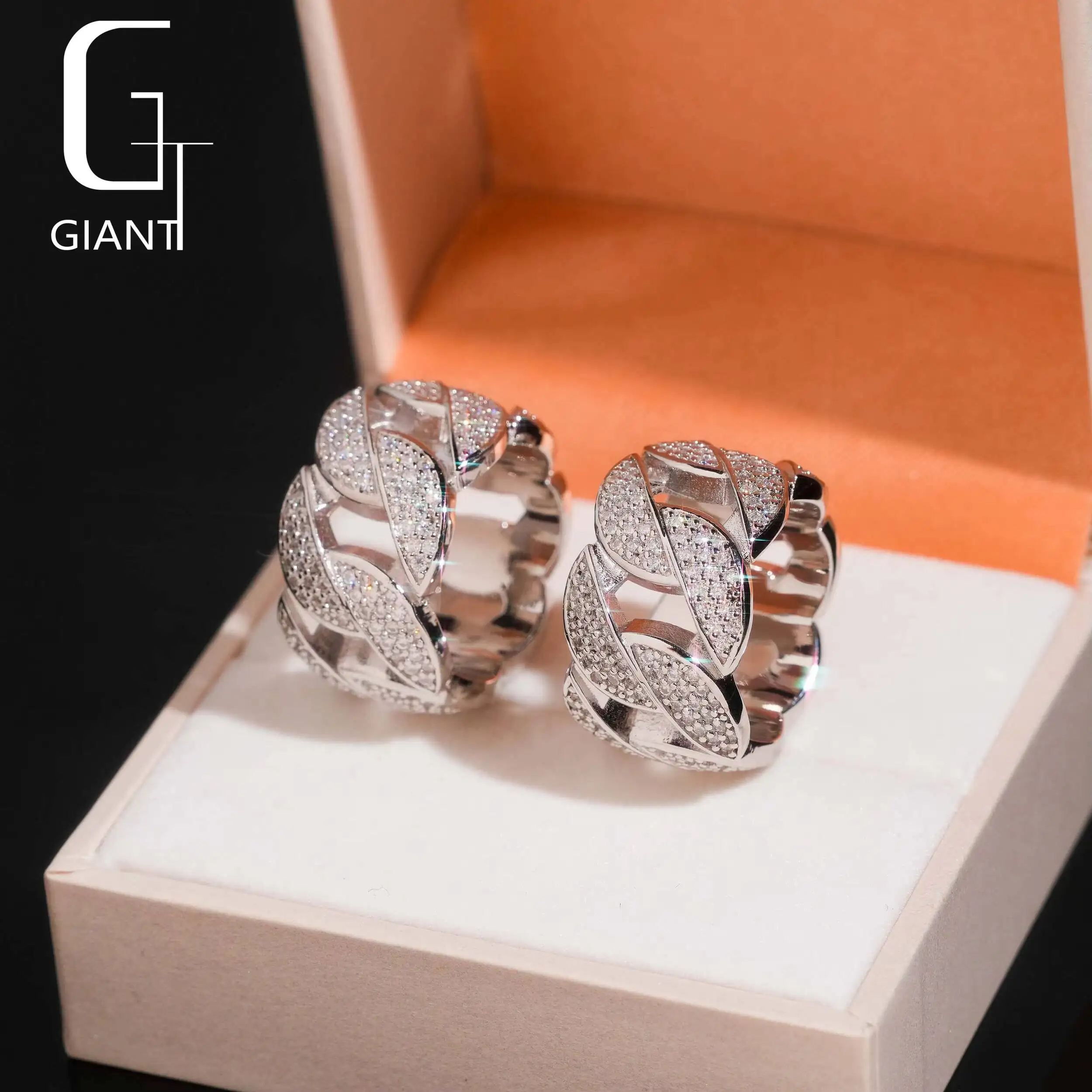Classic Jewelry Hip Hop Iced Out Cuban Ring Infinity 925 Sterling Silver Moissanite Rings Pass Diamond Tester Mens