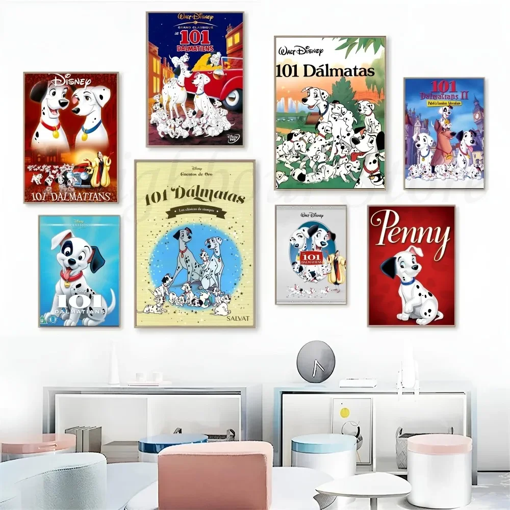 1pc Movie 101One Hundred And One Dalmatians Poster Stickers Art Wall Murals Decor Game Room Decor Gifts Kawaii HD Painting Cat