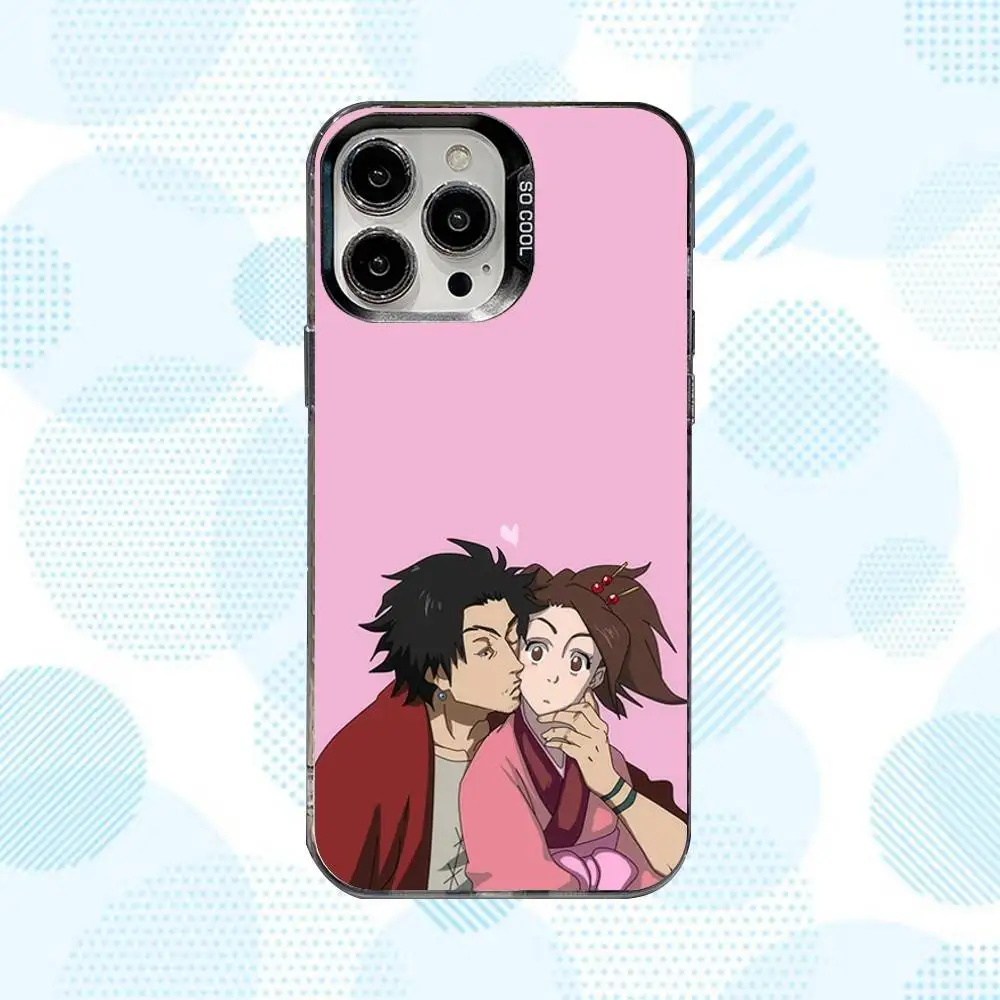حافظة هاتف S-Samurai C-Champloo أنيمي لهاتف iPhone 16,15,14,13,12,11,Mini,Pro,SE,MAX غطاء أبيض غير لامع مقاوم للصدمات