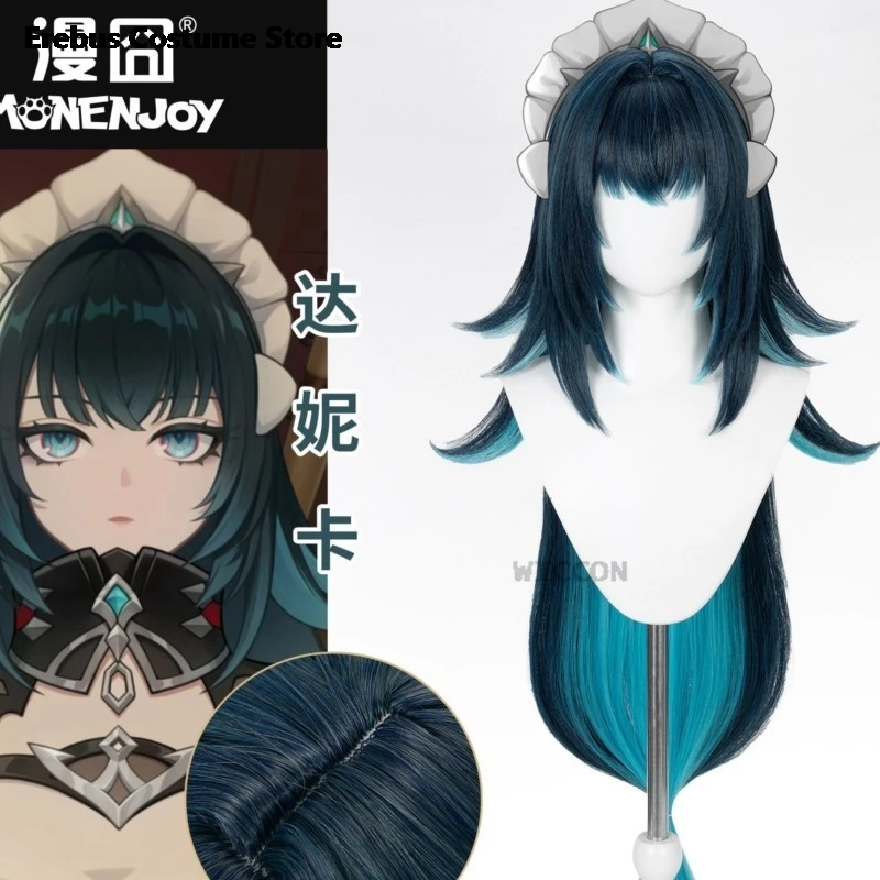 Halloween Genshin Impact Danica Cosplay Wig Anime Female Dark Green Long Cosplay Wig Synthetic Heat‑Resistant Hair kostium