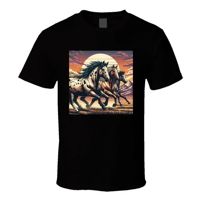 Wild Horses Stallions Galloping Cowboy T Shirt